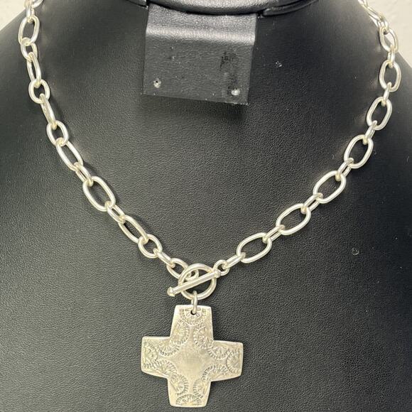 Vintage Silpada Sterling Silver 925 South Western Cross Pendant Chain Necklace - Picture 1 of 8